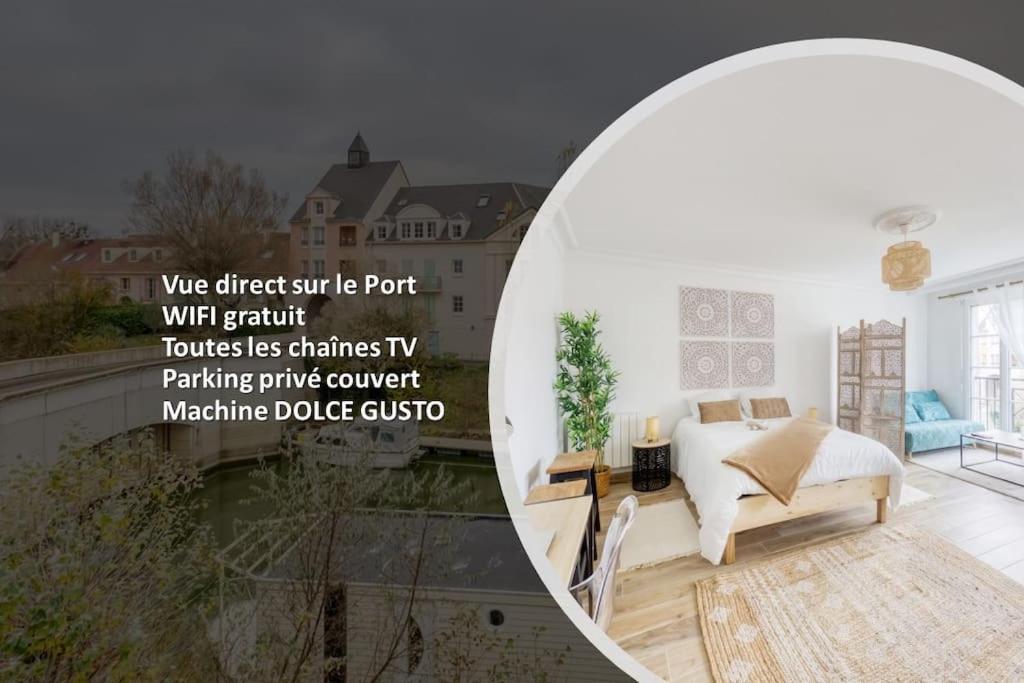 Studio Vue Direct Sur Le Port De Cergy, Parking Prive Gratuit Exterior photo